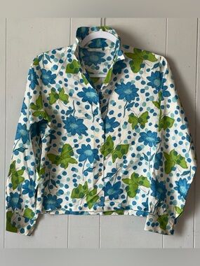 Vintage Union Made silky point collar button down lightweight blouse M